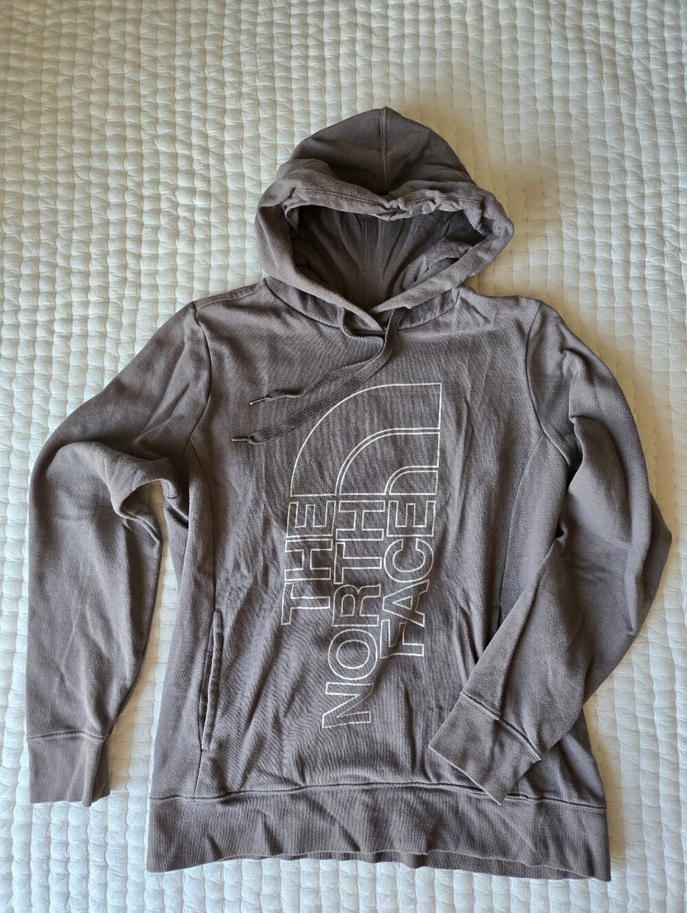 The North Face Women's Taupe Crewneck Hoodie with Outline Logo Size Large
